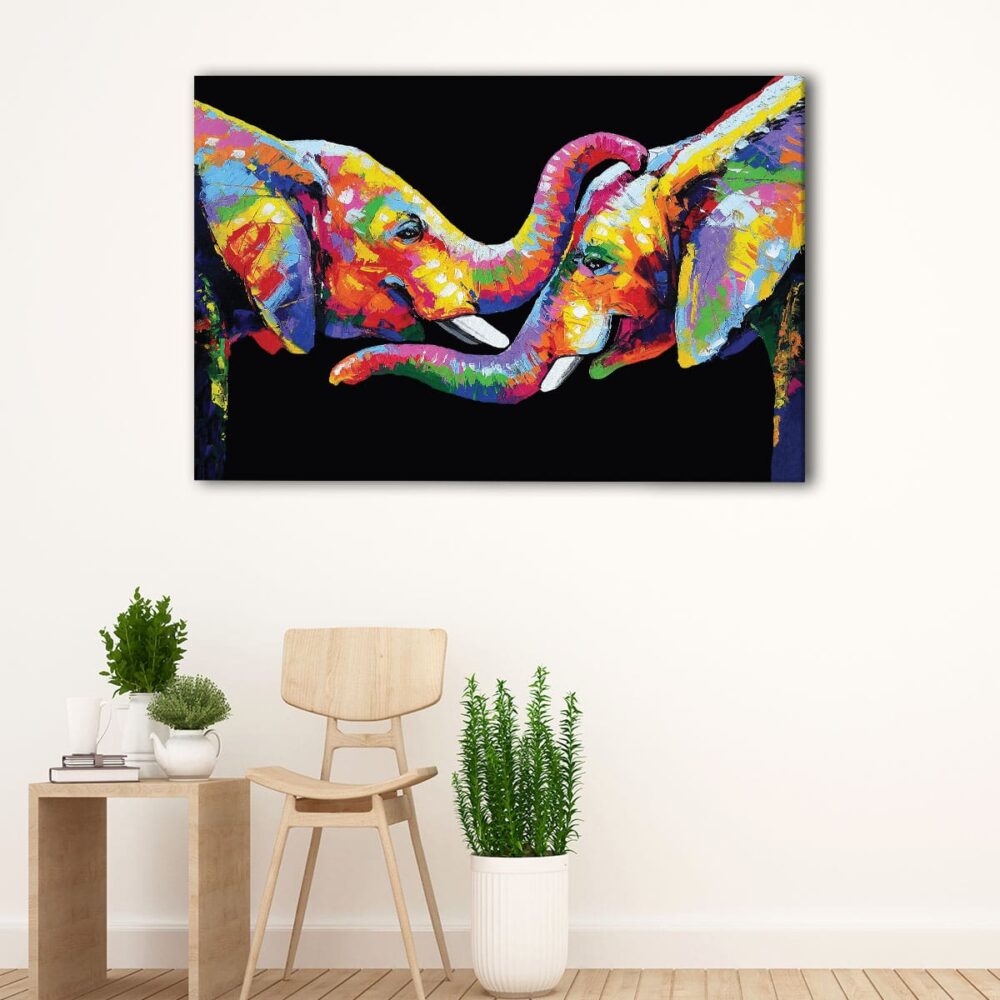 1 panels rainbow elephants canvas art