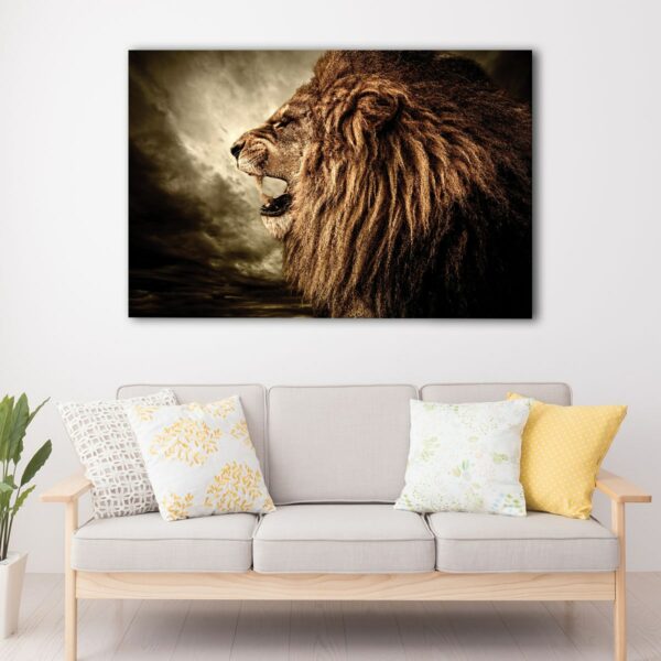 1 panels roaring lion fog canvas art