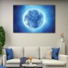 1 panels shiny blue moon canvas art