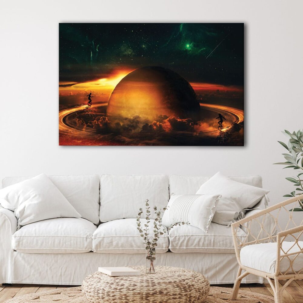 1 panels surreal planet canvas art