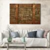 1 panels vintage bookshelf canvas art