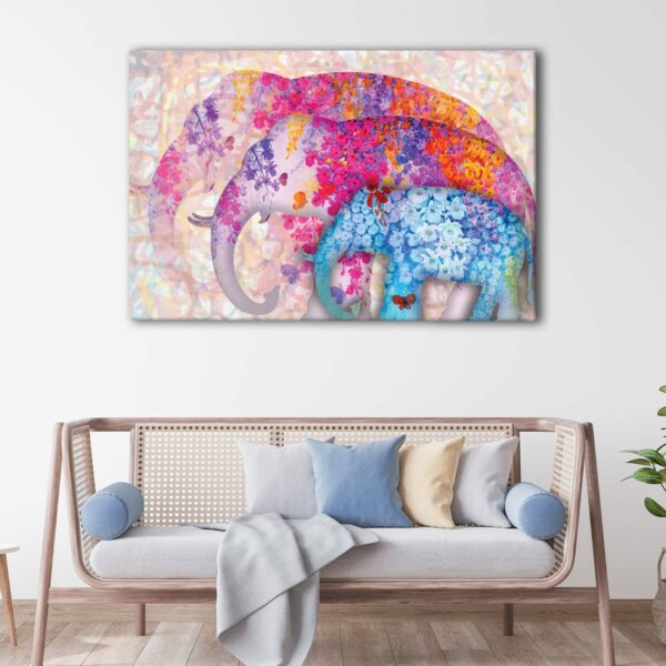 1 panels watercolor elephants canvas art