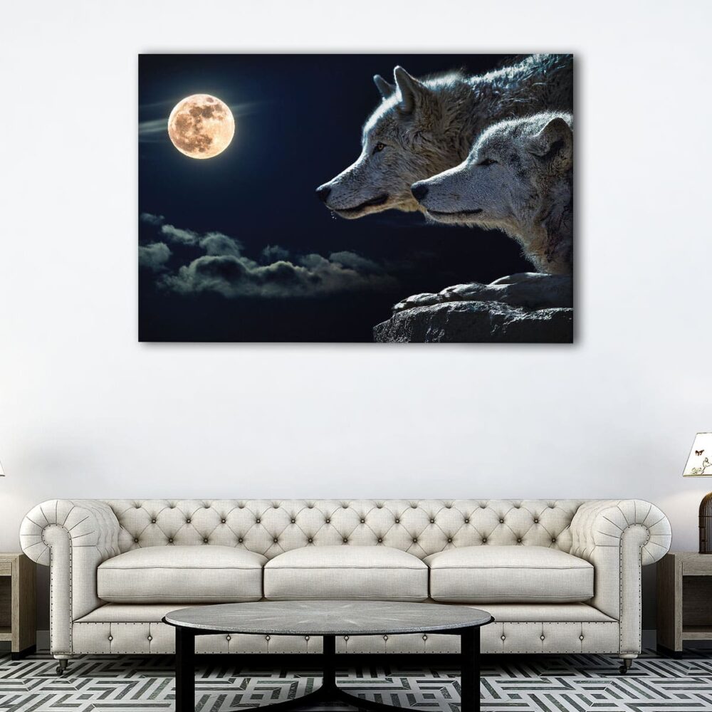 1 panels wolves under the moon canvas art