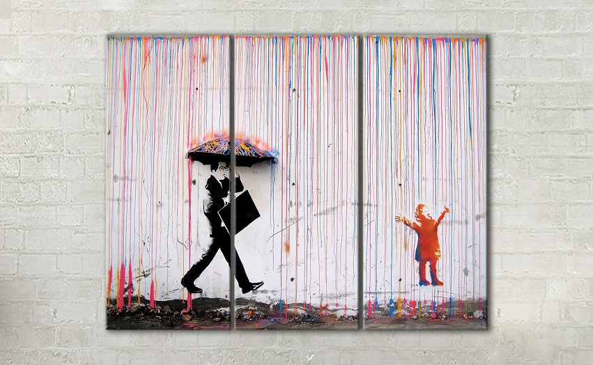 banksy colored rain