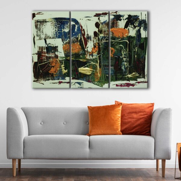 3 panels abstract color mix canvas art