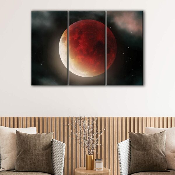 3 panels blood moon canvas art