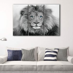 3 panels blue eyes lion canvas art