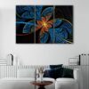 3 panels blue fractal canvas art