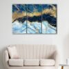 3 panels blue marble canvas art