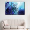 3 panels blue owl canvas art