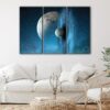 3 panels blue planet canvas art