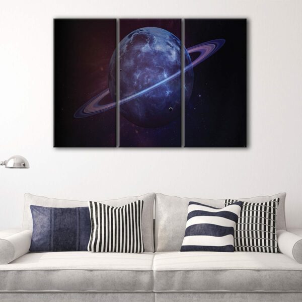 3 panels blue saturn canvas art