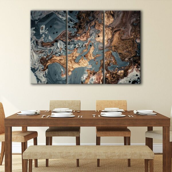 3 panels bronze marble canvas art