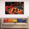 3 panels burning charcoal canvas art