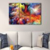 3 panels colorful clouds canvas art