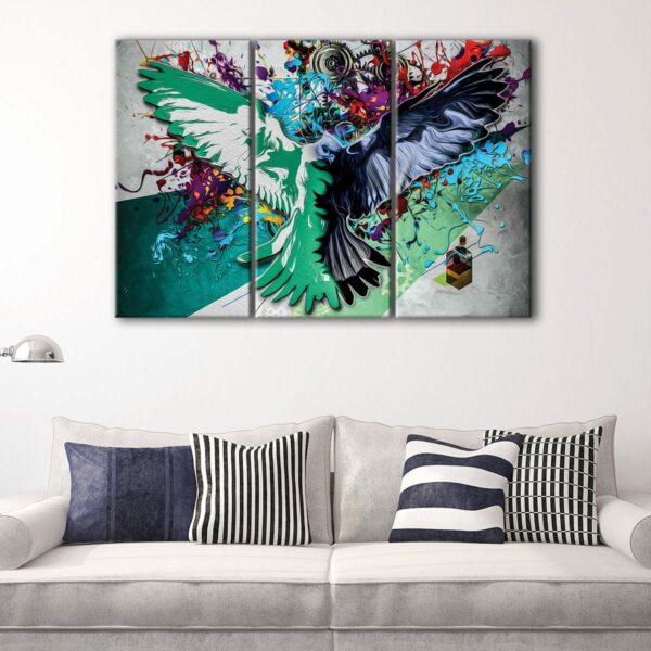 3 panels colorful eagle canvas art