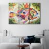 3 panels colorful fish canvas art