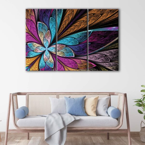 3 panels colorful fracta canvas art