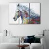 3 panels colorful horse canvas art