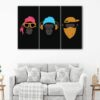 3 panels colorful wise monkeys canvas art