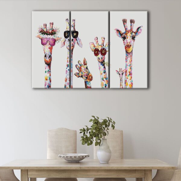 3 panels cool giraffes canvas art