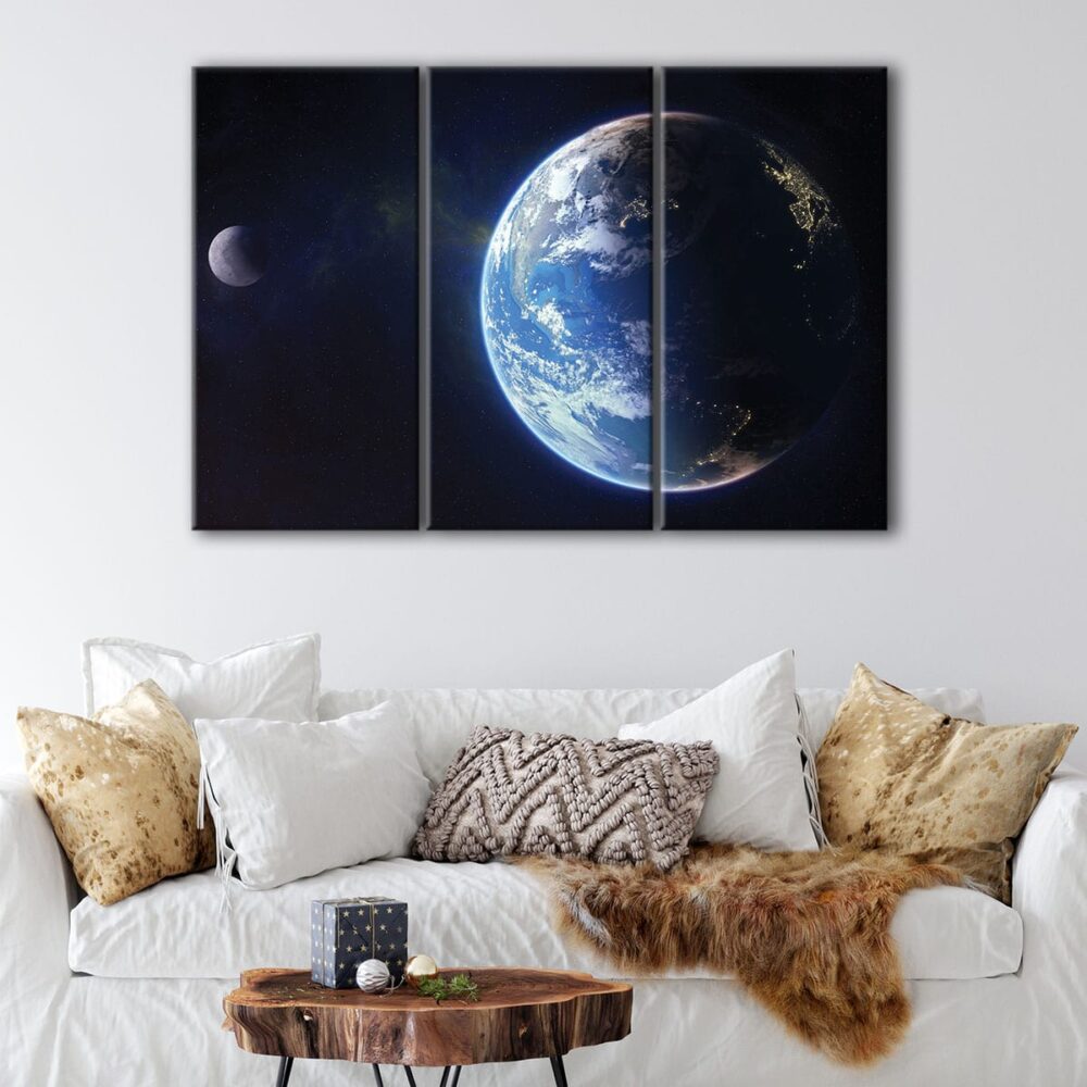 tableau tryptique terre et lune