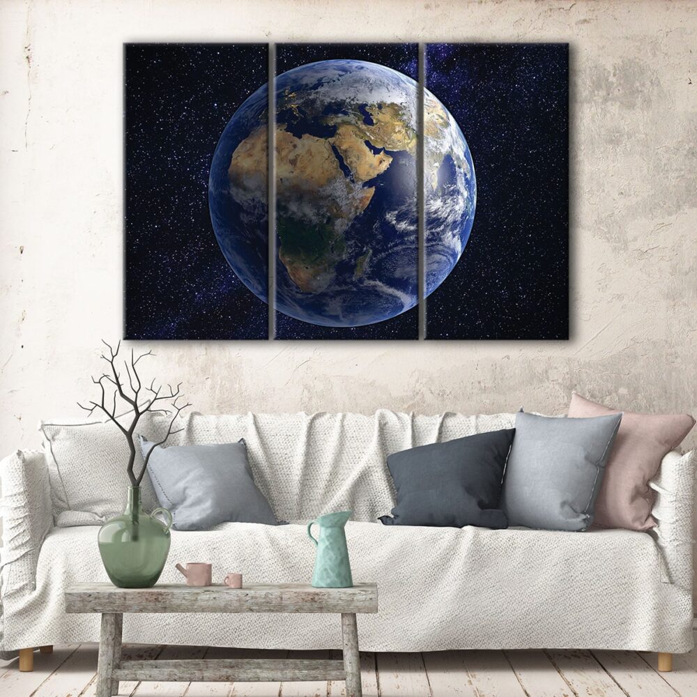 3 panels earth under stars canvas art