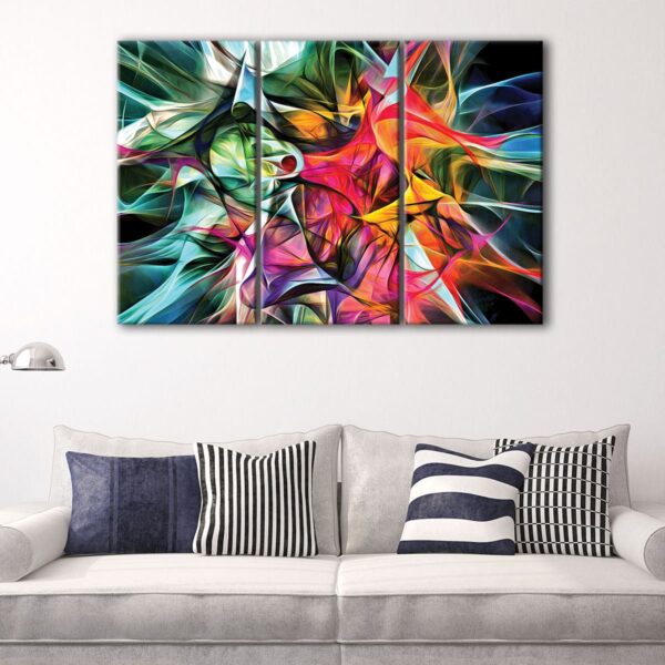 3 panels electrified colors canvas art