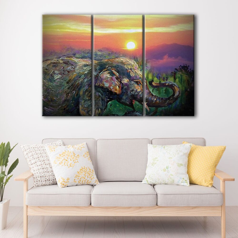 3 panels elephant giclee canvas art