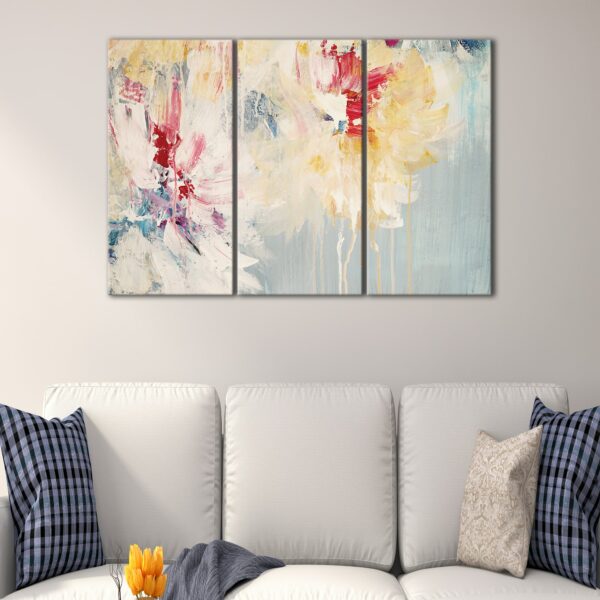 3 panels flowers abstract canvas art