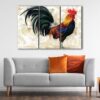 3 panels french rooster canvas art