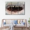 3 panels giant shark mouth canvas art