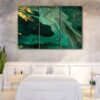 3 panels green marble canvas art