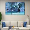 3 panels ice cave abstract canvas art