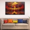 3 panels legendary phoenix canvas art