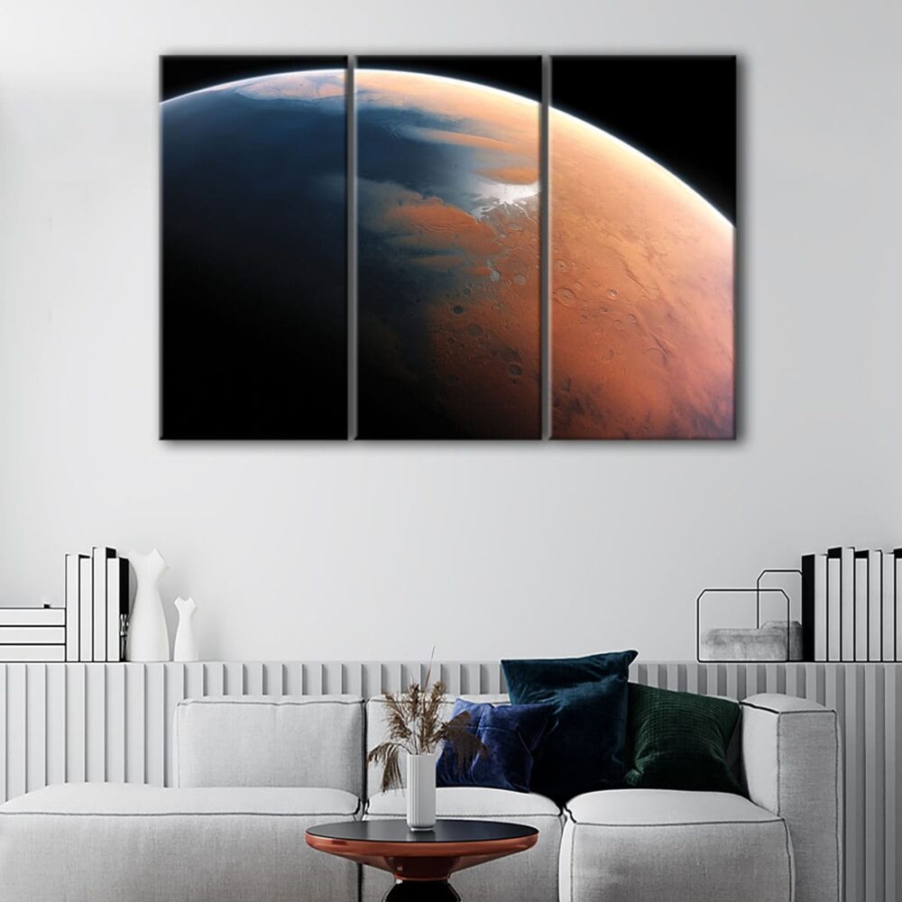 3 panels mars planet canvas art