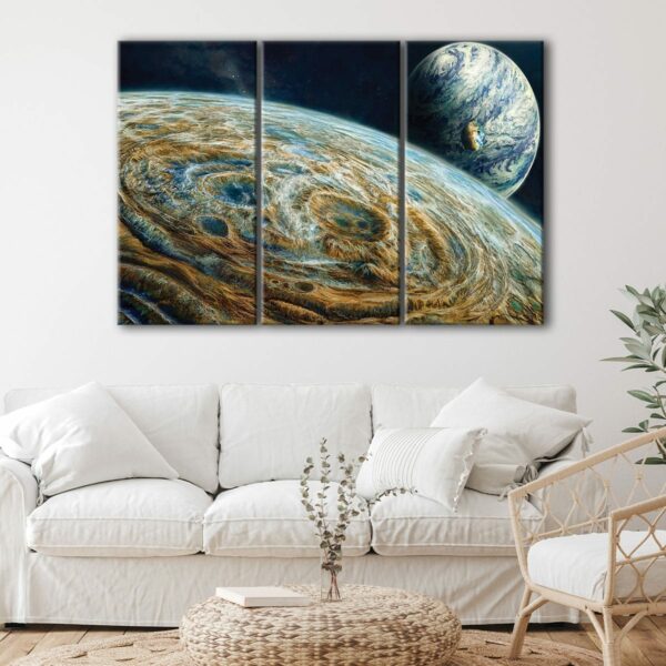 3 panels moon craters canvas art