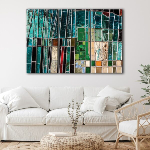 3 panels mosaic windows canvas art