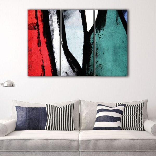 3 panels multicolor abstract canvas art