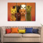 3 panels nursery cats canvas art