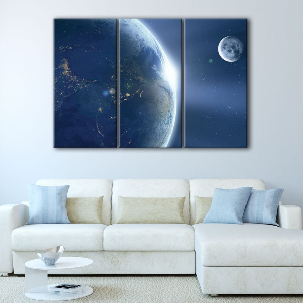 3 panels planet earth canvas art