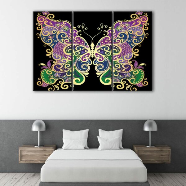 3 panels rainbow butterfuly canvas art