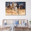 3 panels running horses canvas art