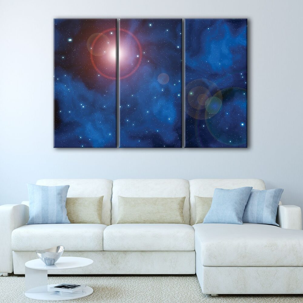 3 panels starry space canvas art