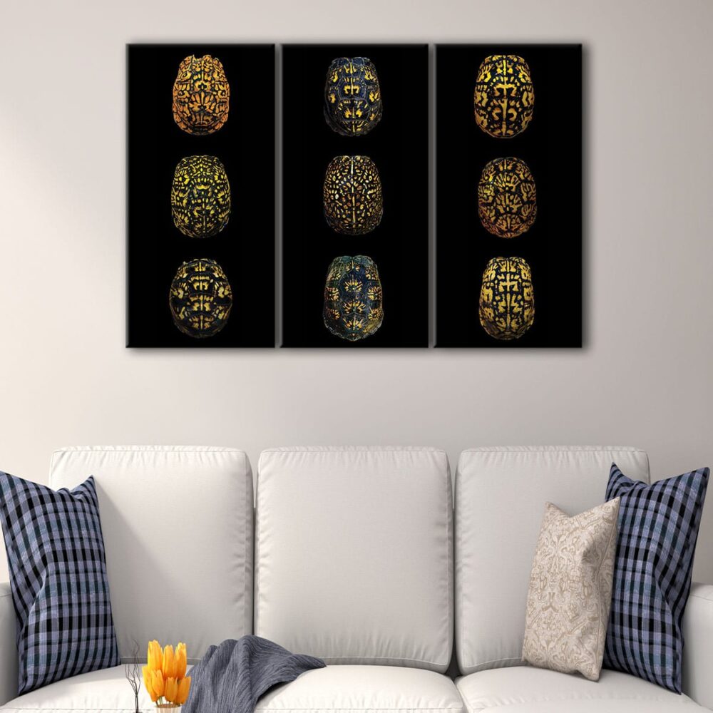 3 panels turtles shells canvas art