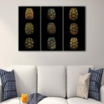 3 panels turtles shells canvas art