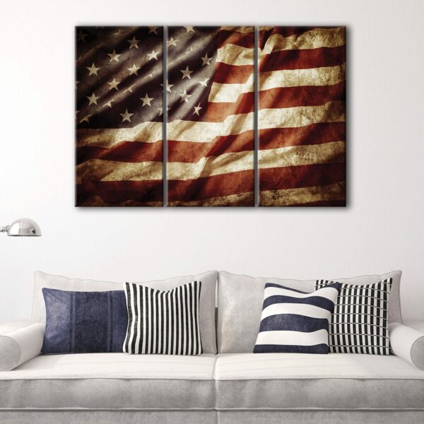 3 panels usa vintage flag canvas art