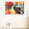 3 panels warm brush strokes canvas art