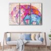 3 panels watercolor elephants canvas art