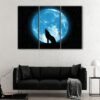 3 panels wolf blue moon canvas art